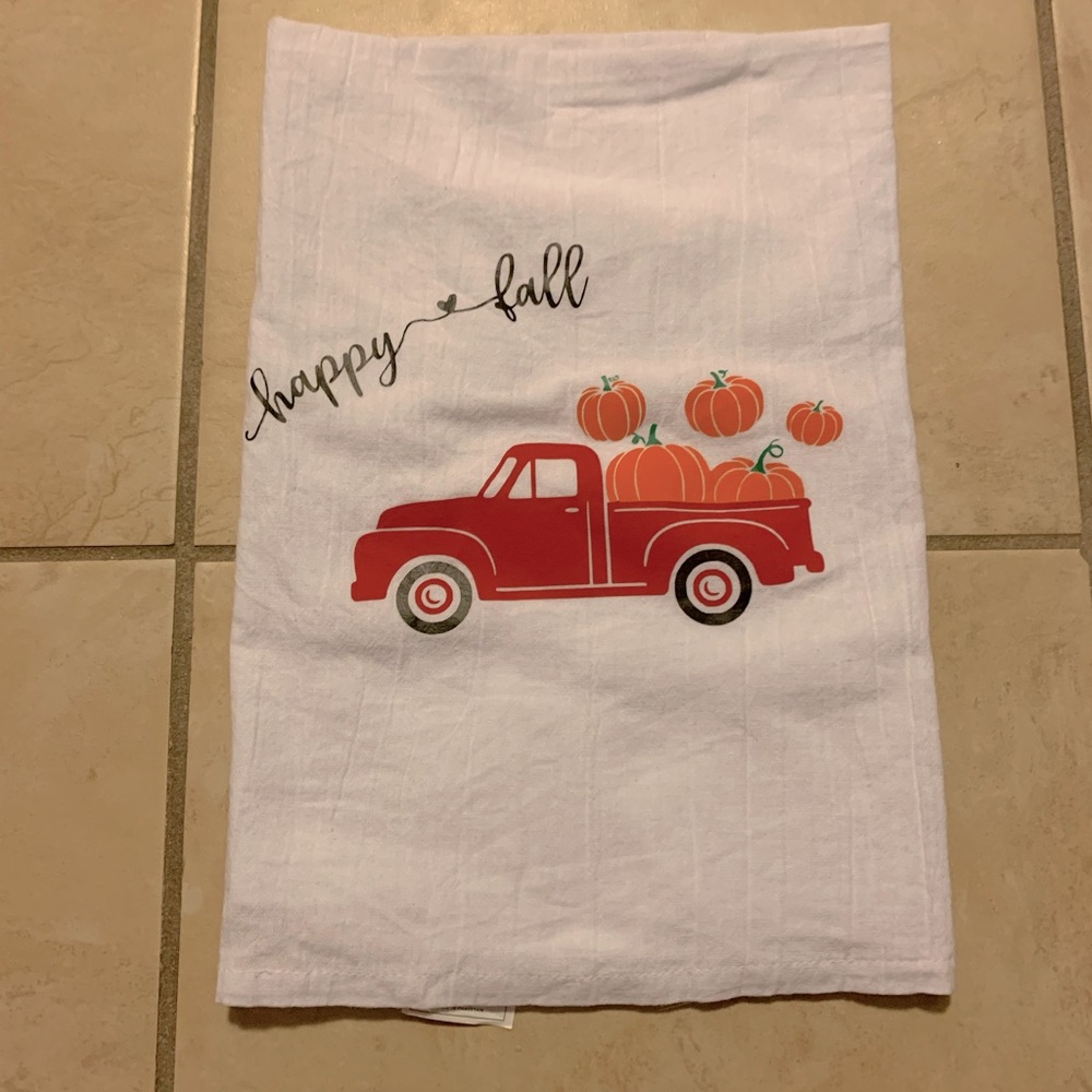 Happy fall farm truck towel
